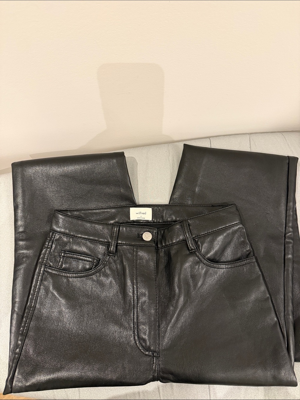 Wilfred Black Straight-Leg Faux Leather Jeans